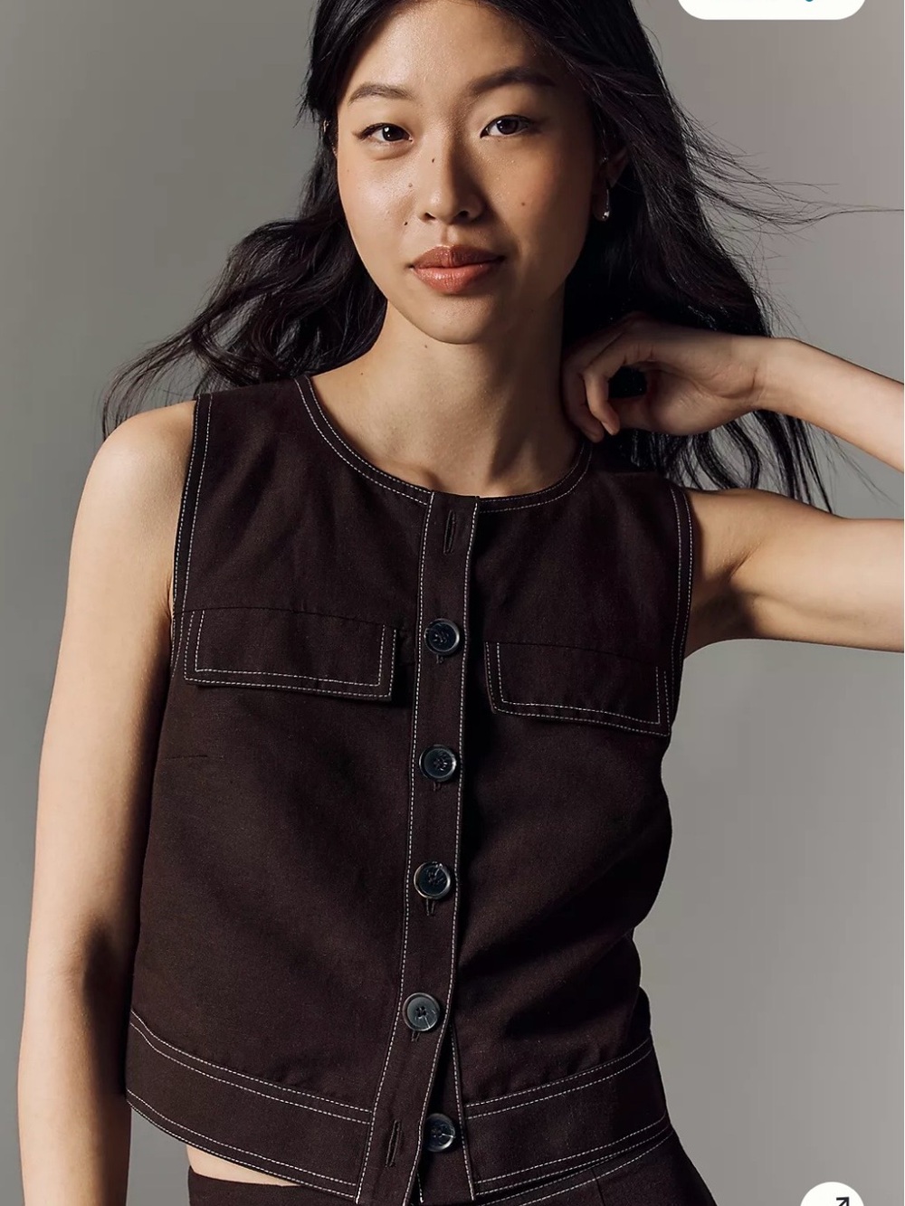 ALIGNE Linen Buttondown Tank